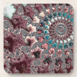 Retro Groovy Eclectic Bohemian Spiral Fractal Coaster
