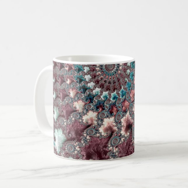 Retro Groovy Eclectic Bohemian Spiral Fractal Coffee Mug (Front Left)