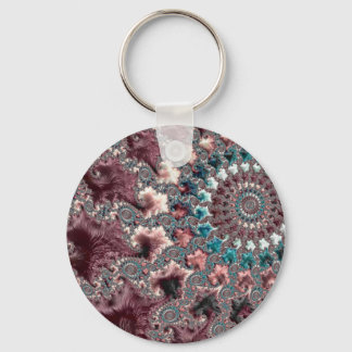 Retro Groovy Eclectic Bohemian Spiral Fractal Keychain