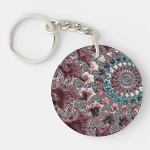 Retro Groovy Eclectic Bohemian Spiral Fractal Keychain