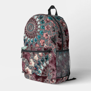 Retro Groovy Eclectic Bohemian Spiral Fractal Printed Backpack