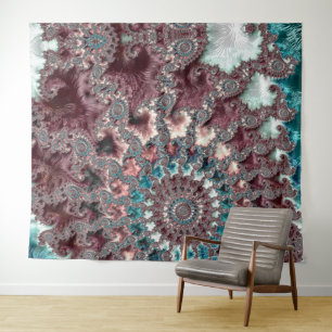 Retro Groovy Eclectic Bohemian Spiral Fractal Tapestry