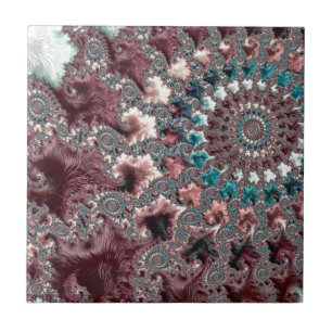 Retro Groovy Eclectic Bohemian Spiral Fractal Tile