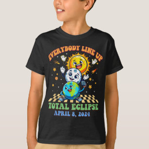 Retro Groovy Everybody Line Up Total Solar Eclipse T-Shirt
