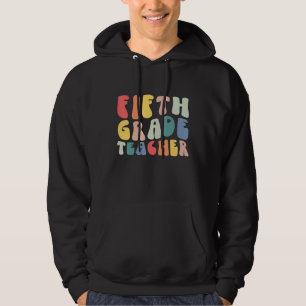 Retro Groovy Fifth 5th Grade Teacher Student Squad Hoodie