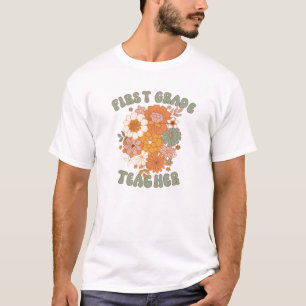 Retro Groovy First Grade Teacher T-Shirt