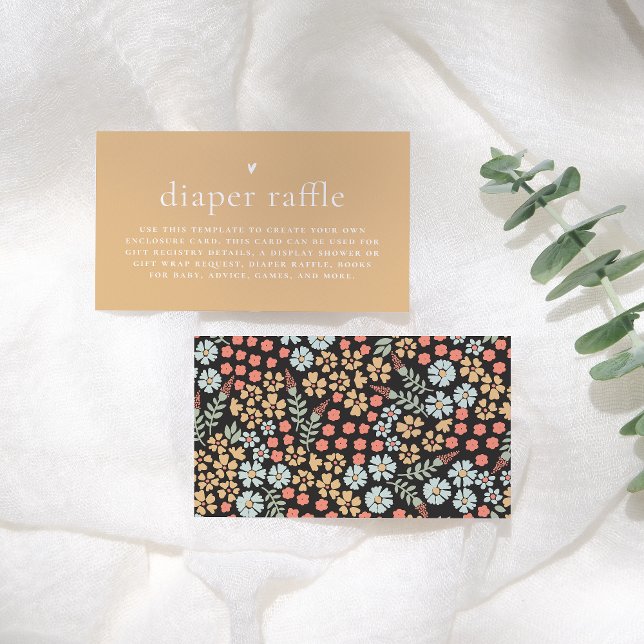 Retro Groovy Floral Baby Shower Diaper Raffle Enclosure Card (Creator Uploaded)