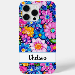 Retro Groovy Floral Personalized iPhone 15 Pro Max Case