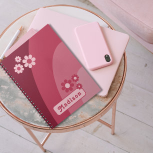 Retro Groovy Floral Pink  Notebook