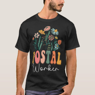 Retro Groovy Floral Postal Worker Wildflower s T-Shirt