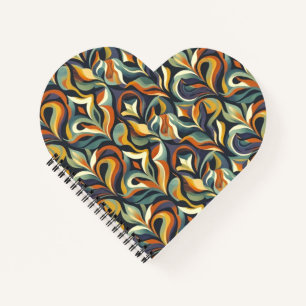 Retro Groovy Floral Swirl Navy Teal Orange Pattern Notebook