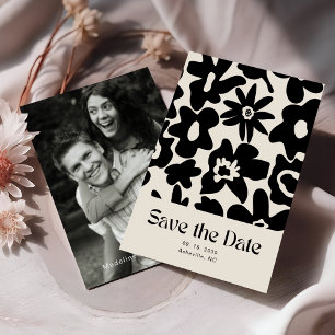 Retro Groovy Floral Wedding Photo Save the Date
