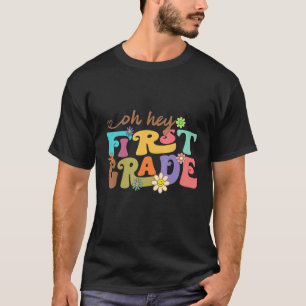 Retro Groovy Flower First Grade Happy Back To Scho T-Shirt