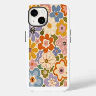 Retro Groovy Flowers Hearts Peace Signs Case-Mate iPhone 14 Case