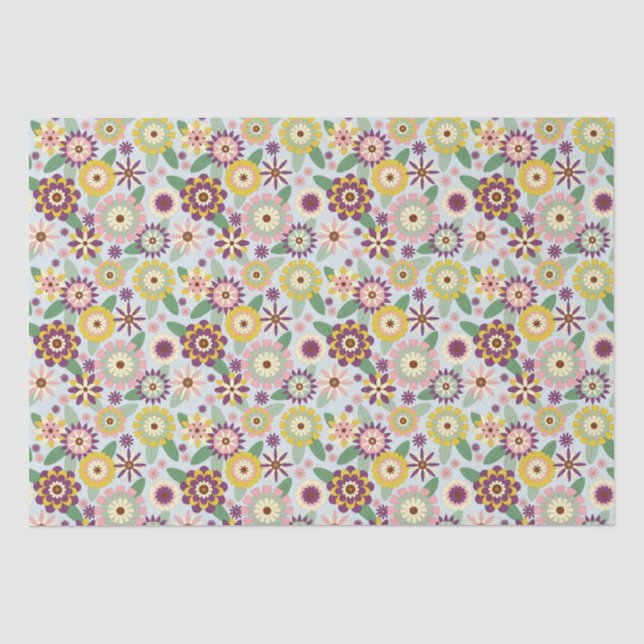 Retro Groovy Flowers Tissue Paper (Front)