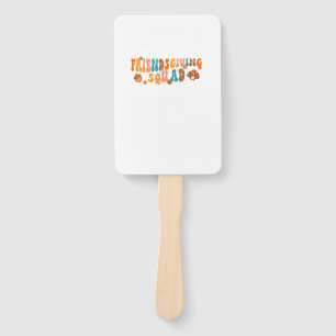 Retro Groovy Friendsgiving Squad Team Turkey Thank Hand Fan