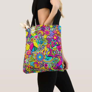 Retro Groovy FUN 60's Sixties Funky Tote Bag