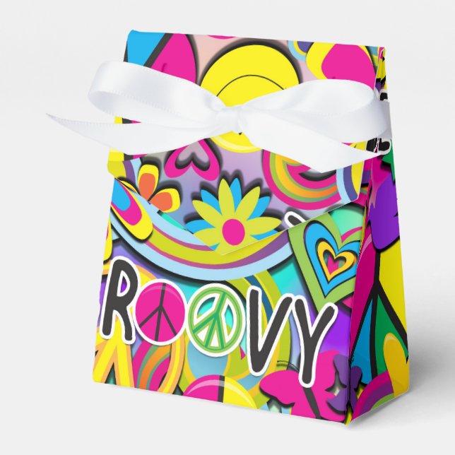 Retro Groovy FUN 60's Sixties Love Birthday Party Favor Box (Front Side)