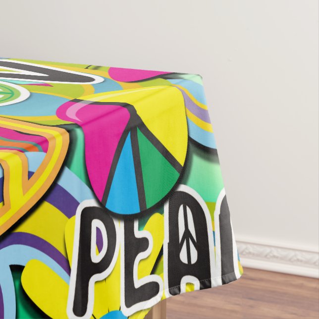 Retro Groovy FUN 60's Sixties Love Birthday Party Tablecloth (In Situ)