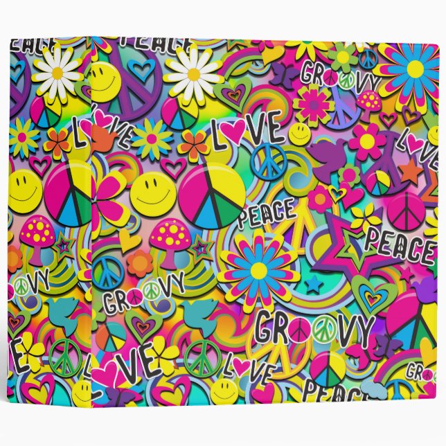 Retro Groovy FUN 60's Sixties Love Colourful Funky Binder (Front/Spine)