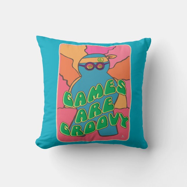 Retro Groovy Gamer Cool Board Game Design Throw Pillow (Front)