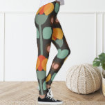 Retro Groovy Geometric Orange Floral Leggings<br><div class="desc">Leggings adorned retro pattern.</div>