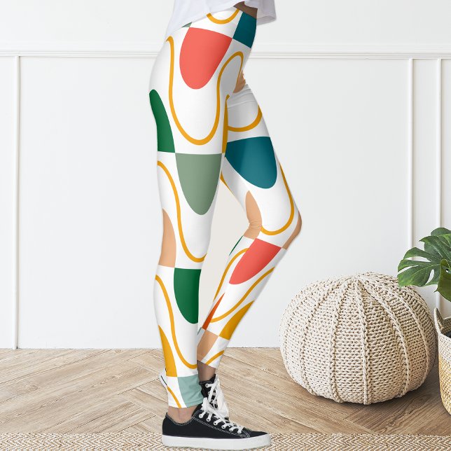 Retro Groovy Geometric Orange Fun Leggings (Creator Uploaded)
