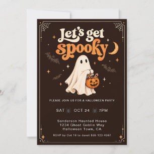Retro Groovy Ghost Halloween Party Invitation