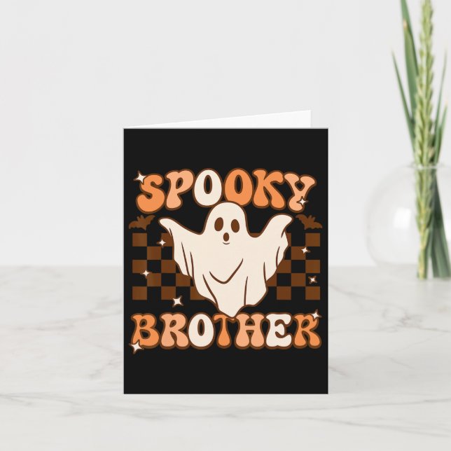 Retro Groovy Ghost Spooky Brother Costume Matching Card (Front)