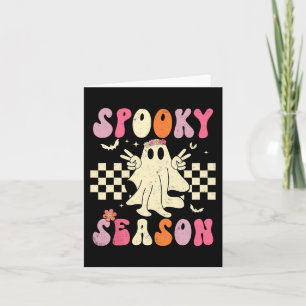 Retro Groovy Ghost Spooky Season Ghost Boo Hallowe Card