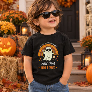 Retro Groovy Ghost Sunglasses Daisy Spooky Name Toddler T-shirt