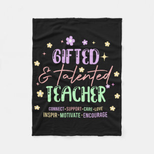 Retro Groovy Gifted And Talented Teacher Back To S Fleece Blanket