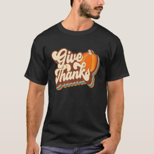 Retro Groovy Give Thanks Y'all Fun Fall Leaves Tha T-Shirt