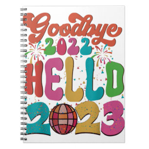 Retro Groovy Goodbye 2022 Hello 2023 New Year’s Ev Notebook