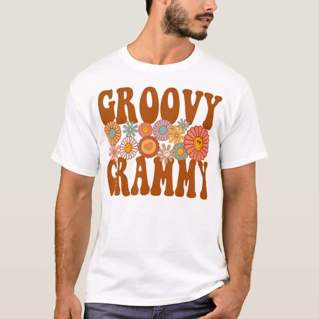 Retro Groovy Grammy Matching Family Birthday Party T-Shirt (Front)