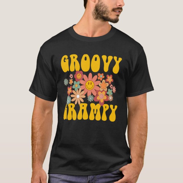 Retro Groovy Grampy Matching Family 1st Birthday P T-Shirt (Front)
