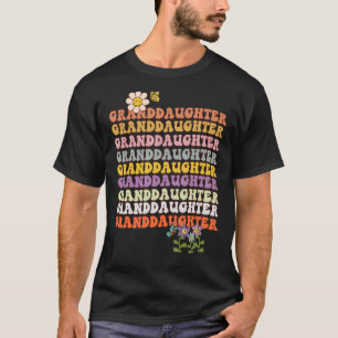 Retro groovy Granddaughter wavy words with flowers T-Shirt