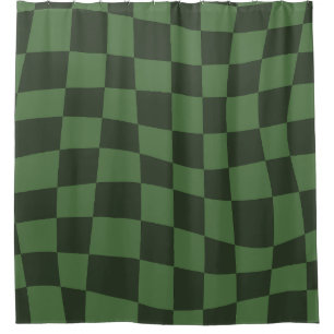 Retro Groovy green wavy checkered Pattern