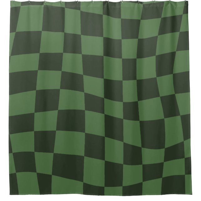 Retro Groovy green wavy checkered Pattern (Front)