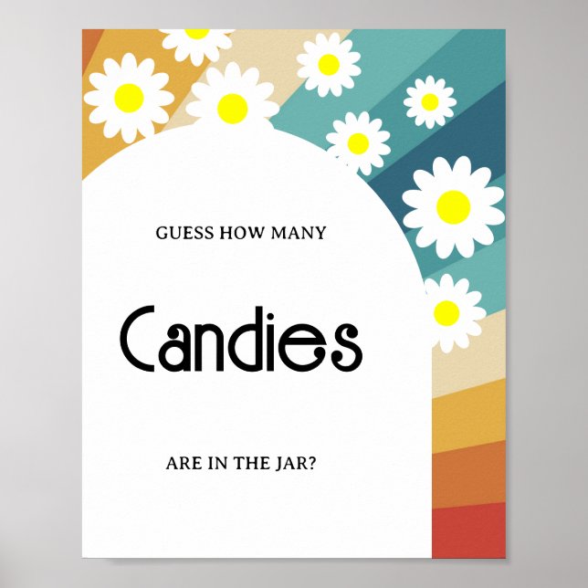 Retro Groovy - Guess how many candies game Poster (Front)