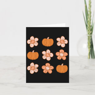 Retro Groovy Halloween Fall Hippie Pumpkin Floral  Card