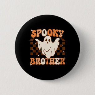 Retro Groovy Halloween Ghost Spooky Brother Costum 2 Inch Round Button