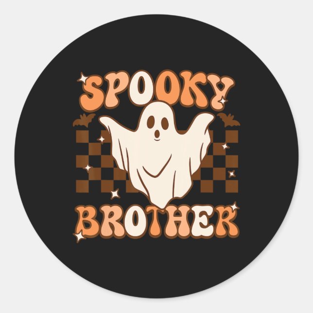 Retro Groovy Halloween Ghost Spooky Brother Costum Classic Round Sticker (Front)