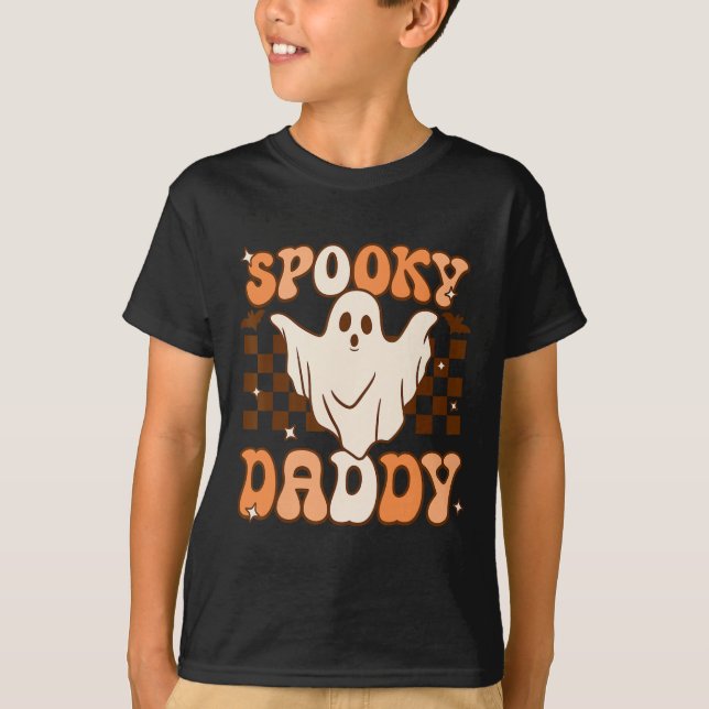 Retro Groovy Halloween Ghost Spooky Daddy Costume  T-Shirt (Front)
