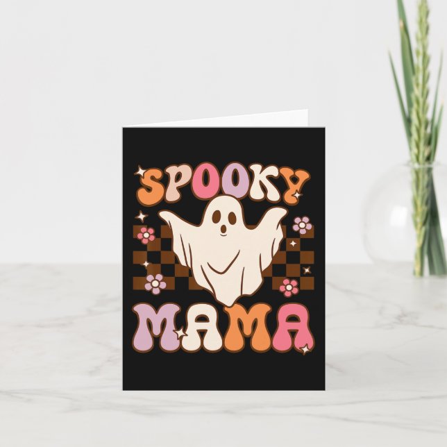 Retro Groovy Halloween Ghost Spooky Mama Costume  Card (Front)