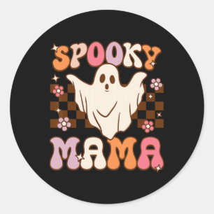 Retro Groovy Halloween Ghost Spooky Mama Costume Classic Round Sticker