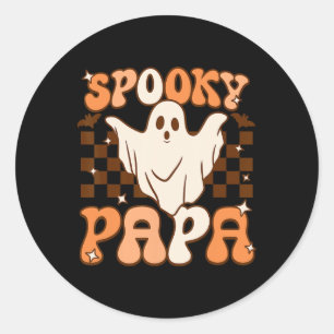 Retro Groovy Halloween Ghost Spooky Papa Costume Classic Round Sticker