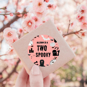 Retro Groovy Halloween spooky one first birthday Classic Round Sticker