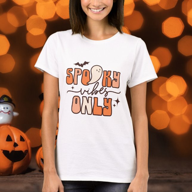 Retro Groovy Halloween Spooky Vibes Only T-Shirt (Creator Uploaded)