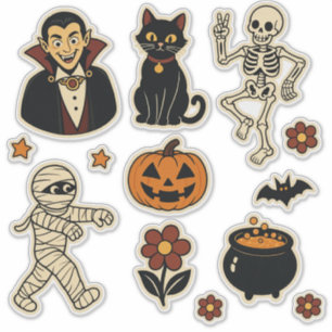 Retro groovy Halloween sticker sheet